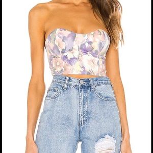 NEW NWT Superdown Nova Bustier Top in Pink Floral